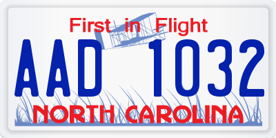 NC license plate AAD1032