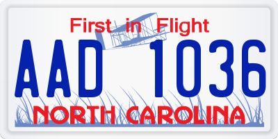 NC license plate AAD1036
