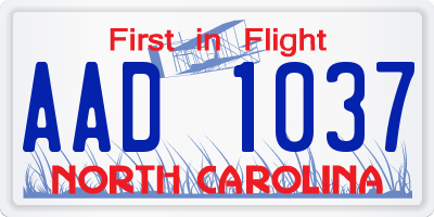 NC license plate AAD1037