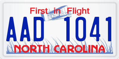 NC license plate AAD1041