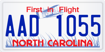 NC license plate AAD1055