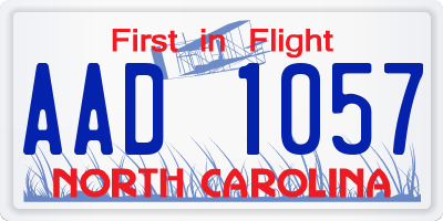 NC license plate AAD1057