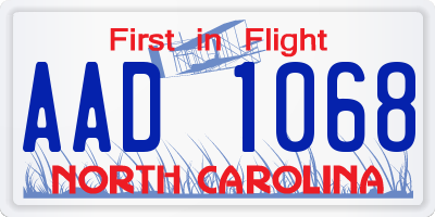 NC license plate AAD1068
