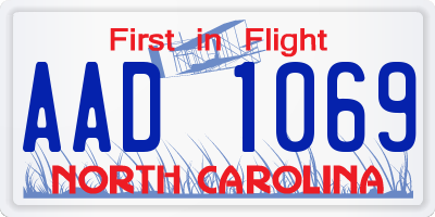 NC license plate AAD1069