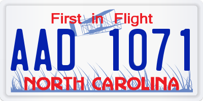 NC license plate AAD1071