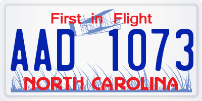 NC license plate AAD1073