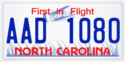 NC license plate AAD1080
