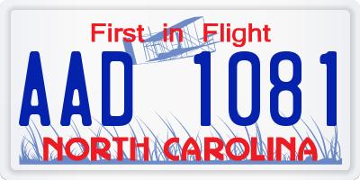NC license plate AAD1081