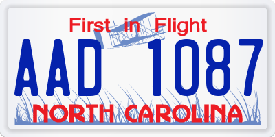 NC license plate AAD1087
