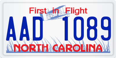 NC license plate AAD1089
