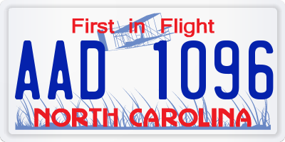 NC license plate AAD1096