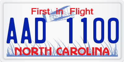 NC license plate AAD1100