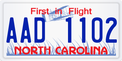NC license plate AAD1102