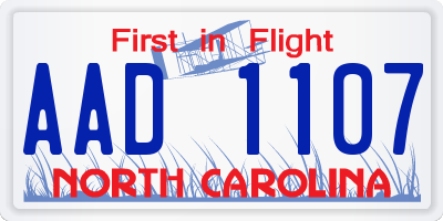 NC license plate AAD1107