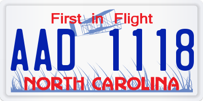 NC license plate AAD1118