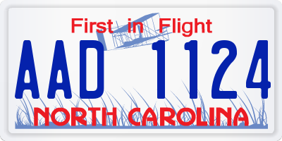 NC license plate AAD1124