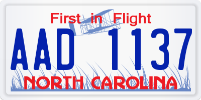 NC license plate AAD1137