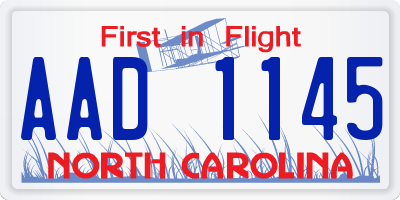 NC license plate AAD1145