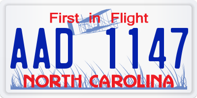 NC license plate AAD1147