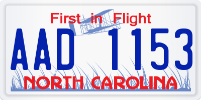 NC license plate AAD1153