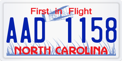 NC license plate AAD1158