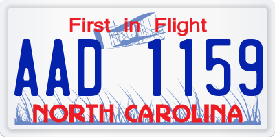 NC license plate AAD1159