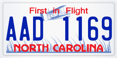 NC license plate AAD1169