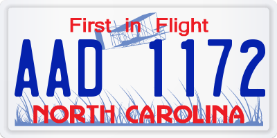 NC license plate AAD1172