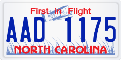 NC license plate AAD1175