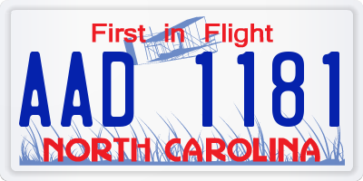 NC license plate AAD1181