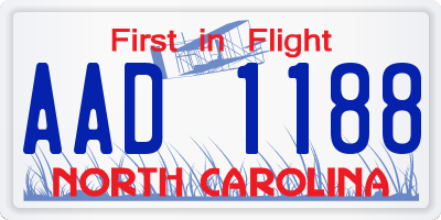 NC license plate AAD1188