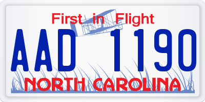 NC license plate AAD1190