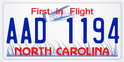 NC license plate AAD1194