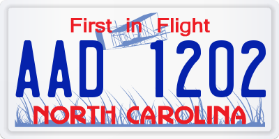 NC license plate AAD1202