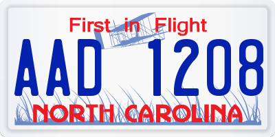 NC license plate AAD1208