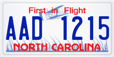 NC license plate AAD1215