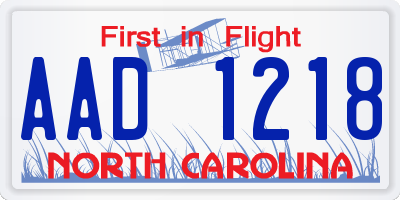 NC license plate AAD1218
