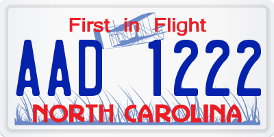 NC license plate AAD1222