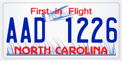 NC license plate AAD1226