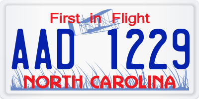 NC license plate AAD1229