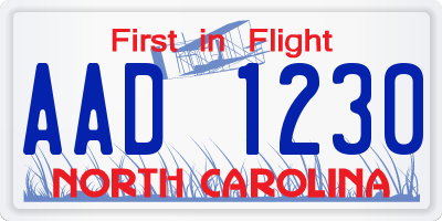 NC license plate AAD1230