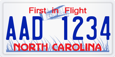 NC license plate AAD1234