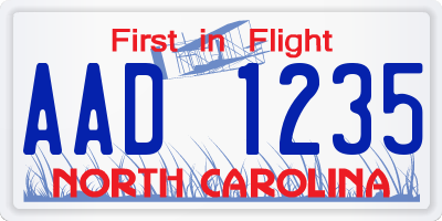 NC license plate AAD1235