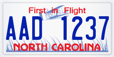 NC license plate AAD1237
