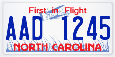 NC license plate AAD1245