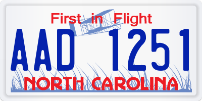NC license plate AAD1251