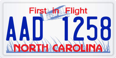 NC license plate AAD1258