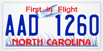 NC license plate AAD1260