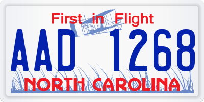 NC license plate AAD1268