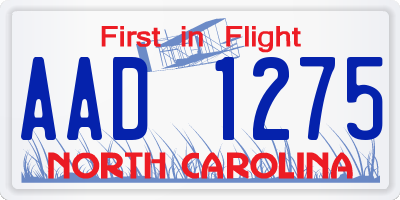 NC license plate AAD1275